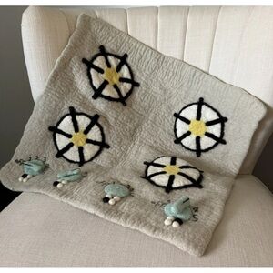 The Land of Nod Play Stove Top Mat Neutral Felted New Zealand Wool Made in Nepal